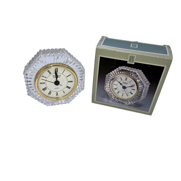 vintage Madison Avenue Crystal Sunburst Desk Clock lead crystal. - Picture 1 of 10